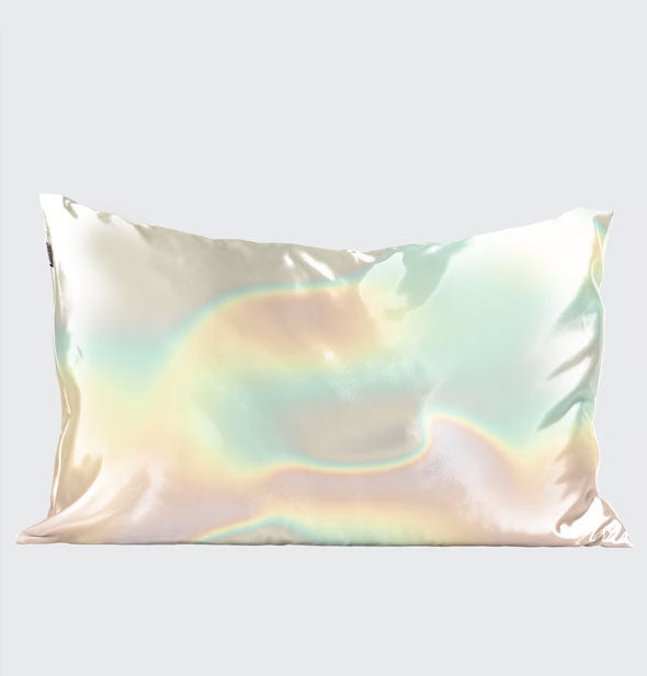 Satin pillowcase with multicolored pastel ombre swirl effect