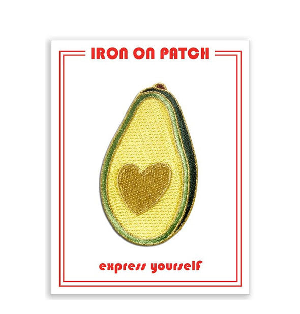 Embroidered Avocado Heart Iron On Patch 