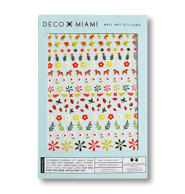 Pack of Deco Miami Nail Art Stickers with a variety of floral and pastoral designs