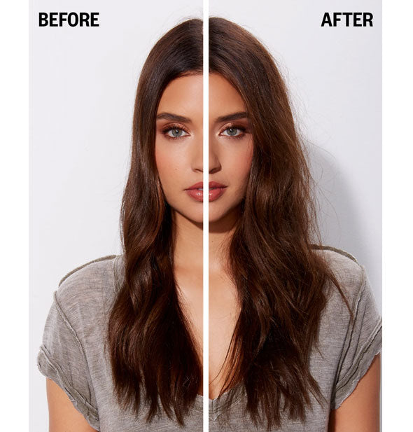 Results of styling with IGK Beach Club Volumizing Texture Spray: before and after