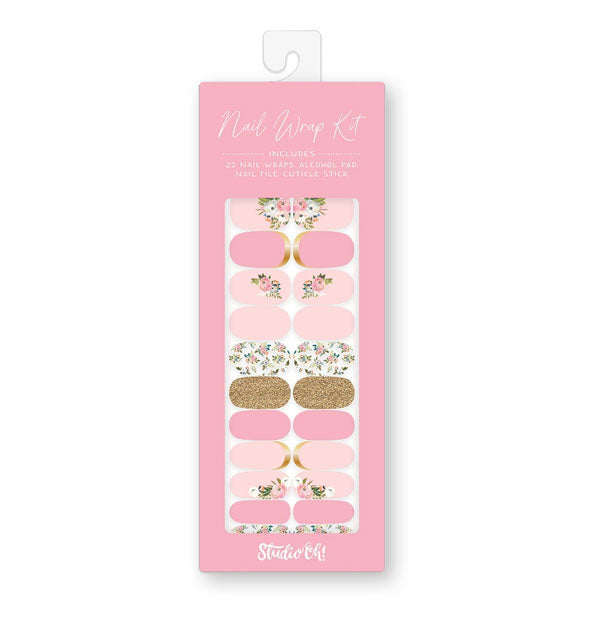 Bella Flora Nail Wrap Kit by Studio Oh! featuring pink floral designs