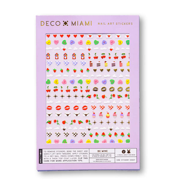 Pack of Deco Miami Nail Art Stickers with Valentine's Day-themed designs