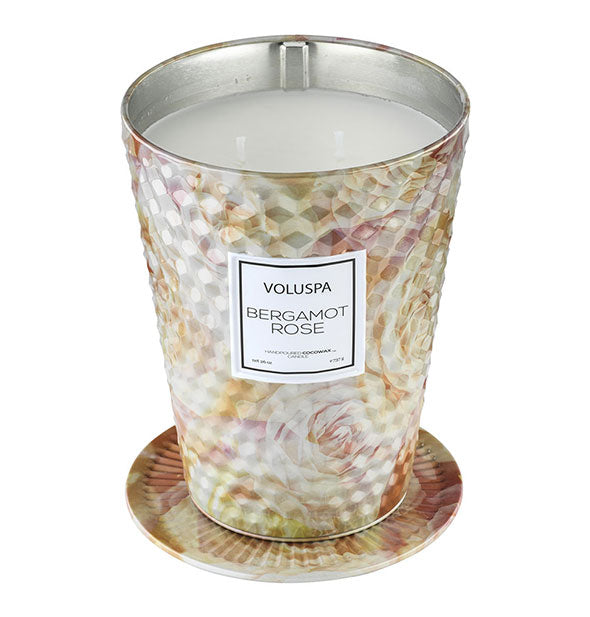 Two-wick Bergamot Rose Voluspa faceted candle tin