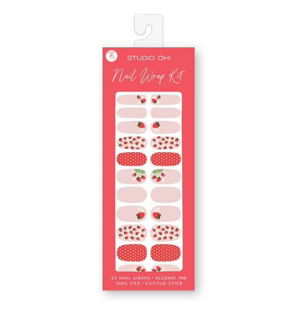 Nail Wrap Kit featuring Berry Sweet strawberry design theme