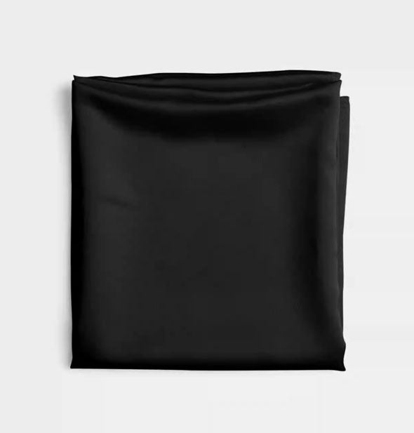 Folded black satin headscarf