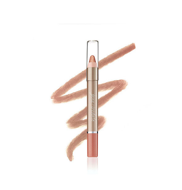 Jane Iredale lip pencil with sample drawing behind in the shade Blissful