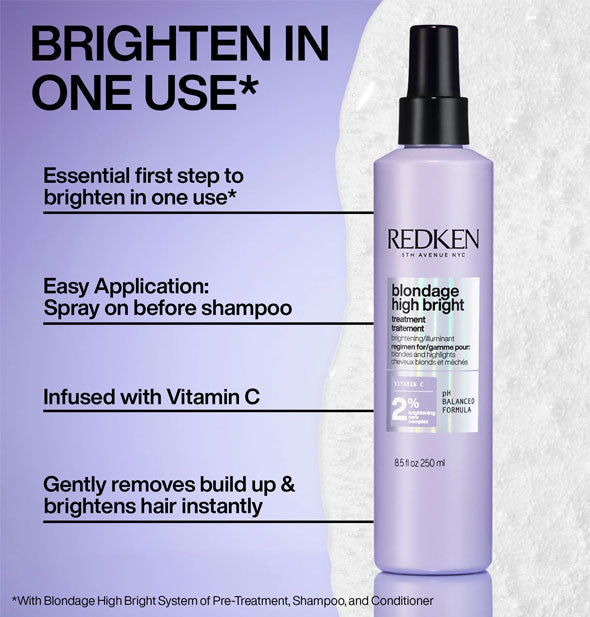Redken Blondage High Bright Treatment outlines product benefits