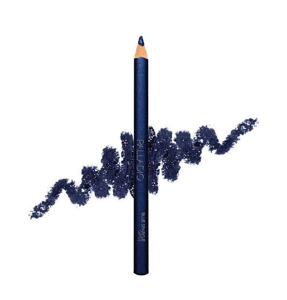 Palladio glitter pencil in Blue Sparkle shade with sample squiggle behind