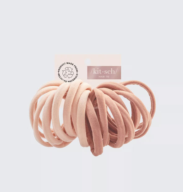 Pack of twenty blush-colored hair elastics on a Kitsch product card