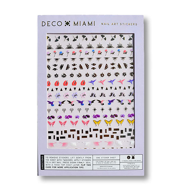 Pack of Deco Miami Nail Art Stickers with a variety of floral and geometric designs