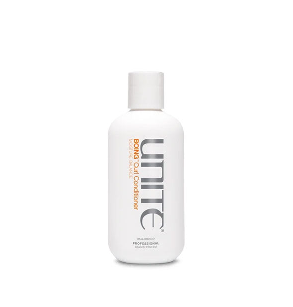 White 8 ounce bottle of Unite BOING Curl Conditioner