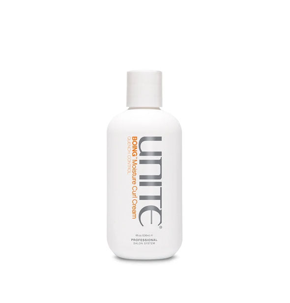 White 8 ounce bottle of Unite BOING Moisture Curl Cream