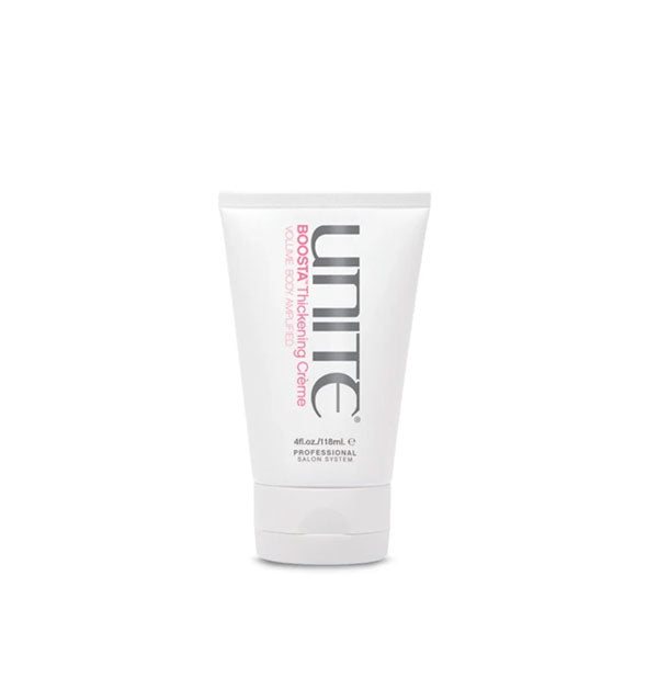 White 4 ounce bottle of Unite BOOSTA Thickening Crème