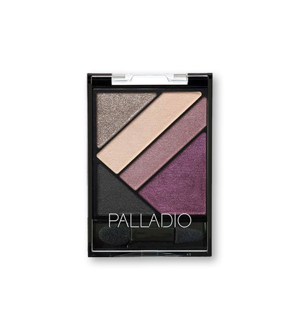 Palladio eyeshadow palette of five colors in purplish matte and metallic shades