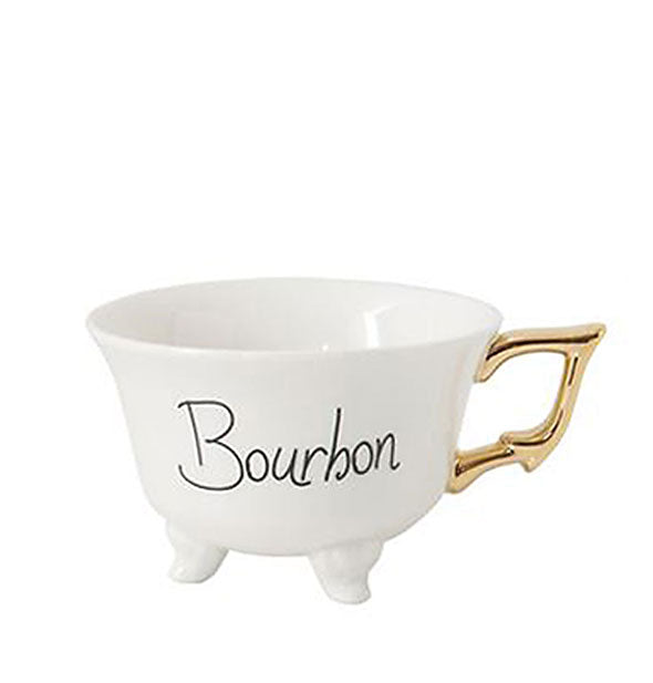 Bourbon footed teacup with gold handle