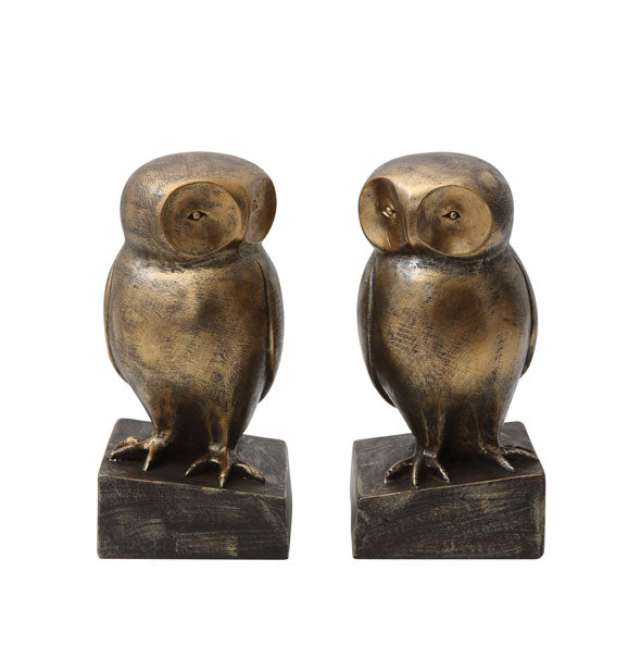 Owl bookends with antiqued bronze effect
