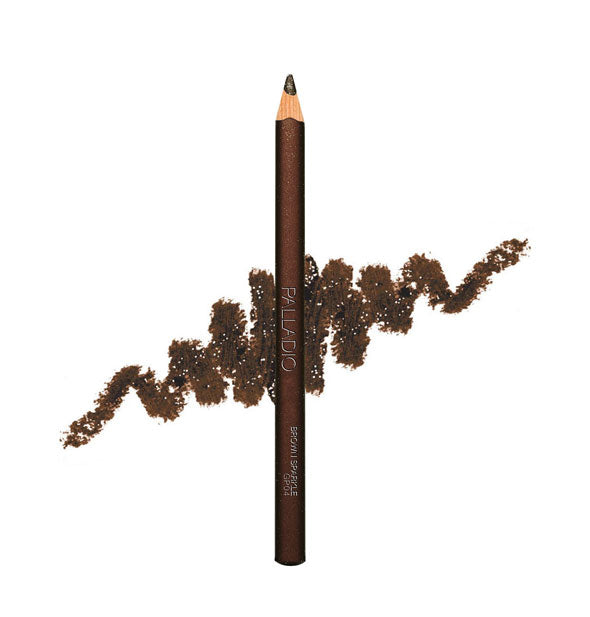 Palladio glitter pencil in Brown Sparkle shade with sample squiggle behind