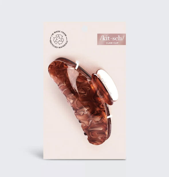 Brown marble-effect hair claw clip on light pink Kitsch product card