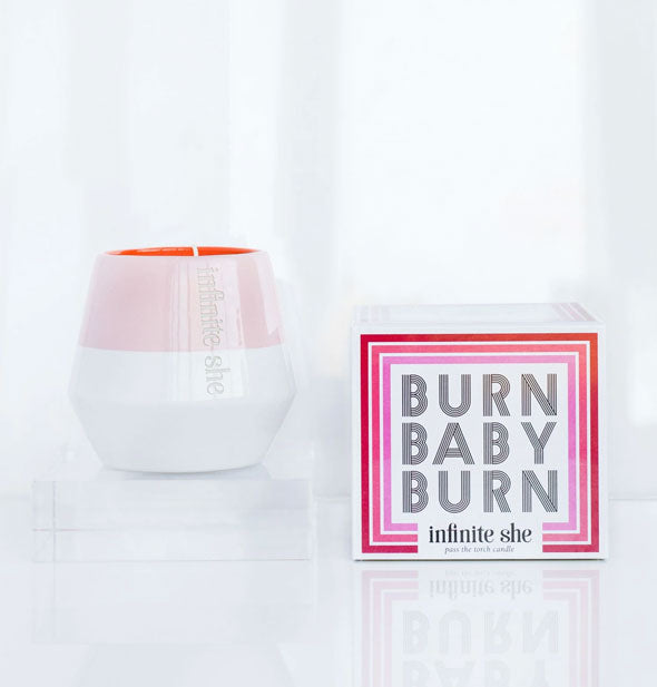 Burn Baby Burn candle by Infinite She with box packaging