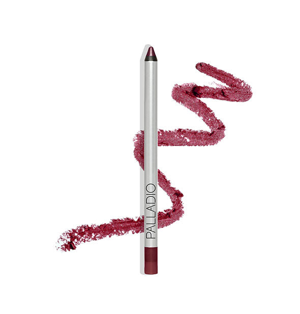 Palladio liner pencil in shade Cabernet with sample drawing behind