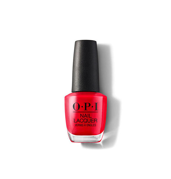 Bottle of bright pinkish-red OPI Nail Lacquer