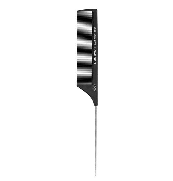 Black Cricket Carbon Rattail Comb with silver pick