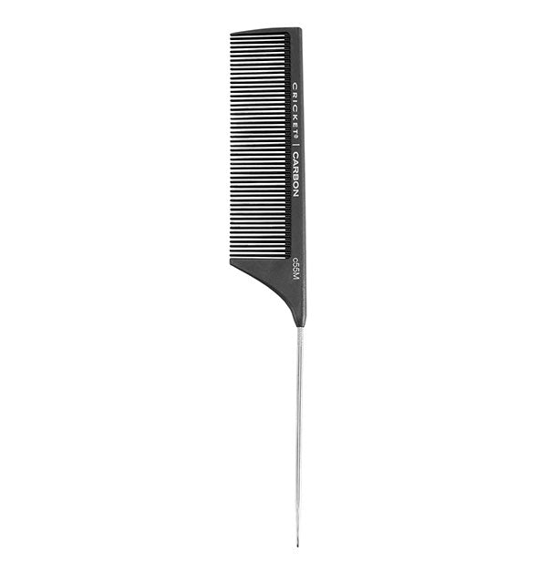 Black Criket Carbon Rattail Comb with silver pick
