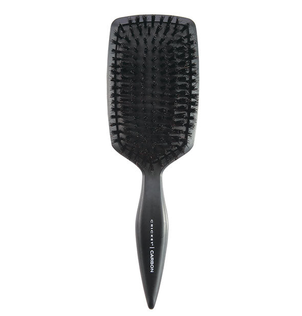 Black Carbon hairbrush by Cricket with square paddle and pointed handle