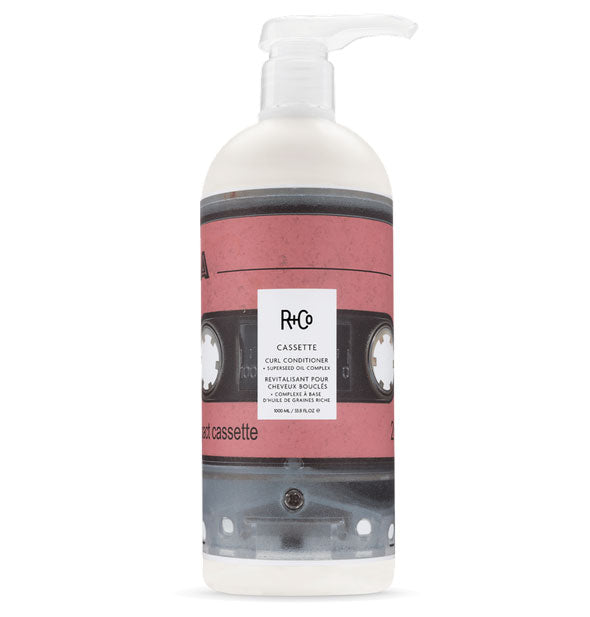 33.8 ounce bottle of R+Co Cassette Curl Defining Conditioner + Superseed Oil Complex