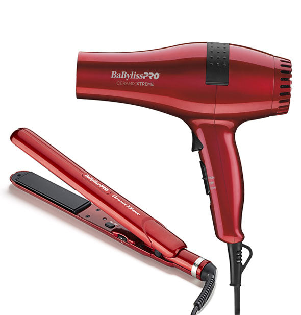 Red BaBylissPRO Ceramix Xtreme hair dryer and straightener