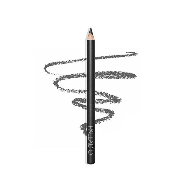 Black Palladio makeup pencil with product squiggle drawn behind
