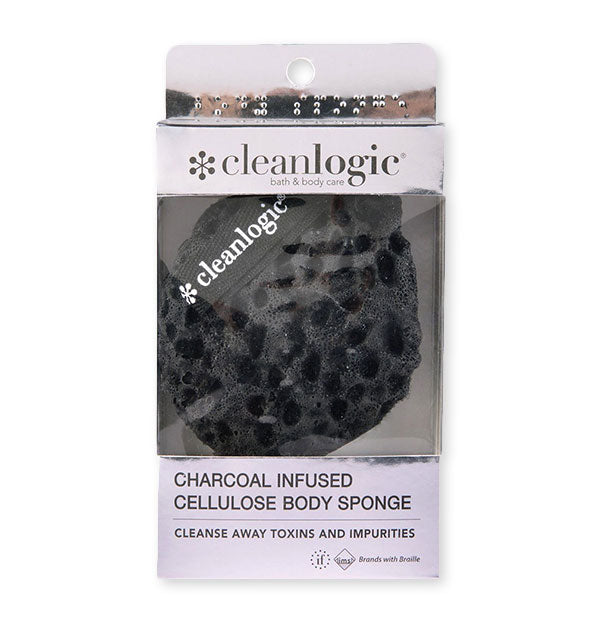 Cleanlogic Charcoal Infused Cellulose Body Sponge in packaging