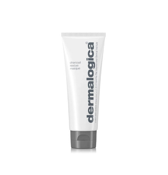 White and gray 2.5 ounce bottle of Dermalogica Charcoal Rescue Masque