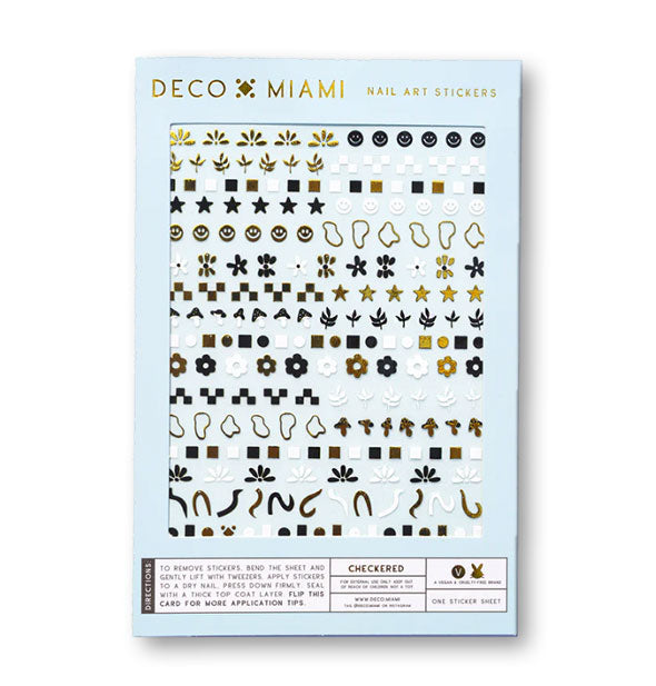 Pack of Deco Miami Nail Art Stickers with checkered and geometric designs