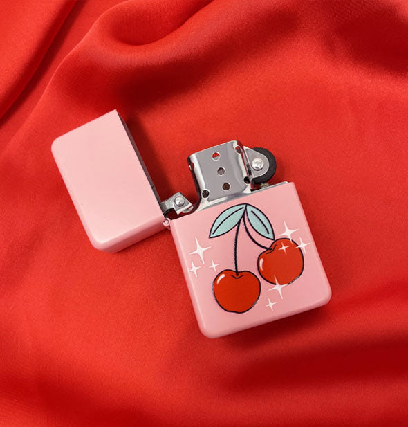 Open cherries lighter shows metal hardware inside