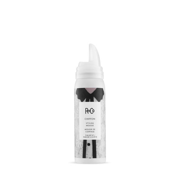 2.5 ounce can of R+Co Chiffon Styling Mousse