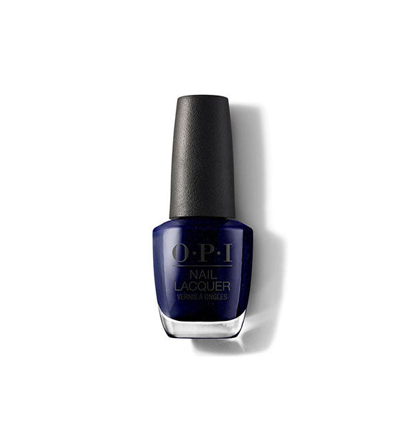 Bottle of OPI Nail Lacquer in a very dark shade of blue