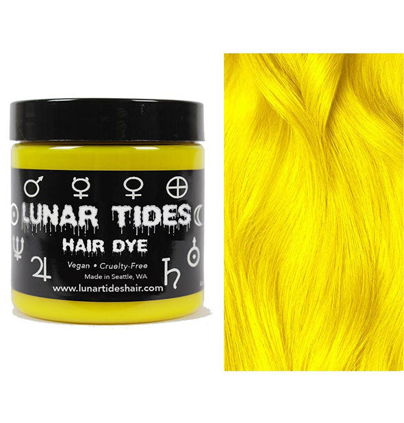 Lunar Tides Hair Dye pot shown in neon shade Citrine Yellow