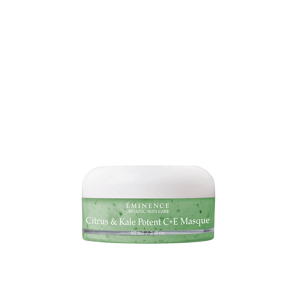 2 ounce pot of Eminence Organic Skin Care Citrus & Kale Potent C+E Masque