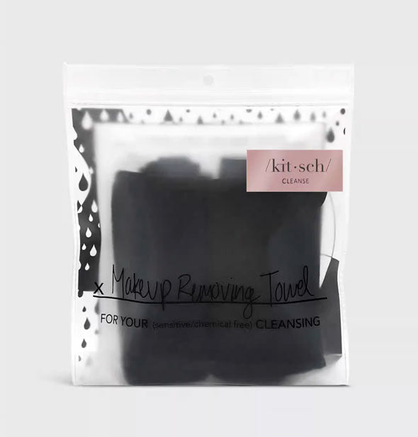 Pack of black Makeup Removing Towels by Kitsch in translucent plastic packaging