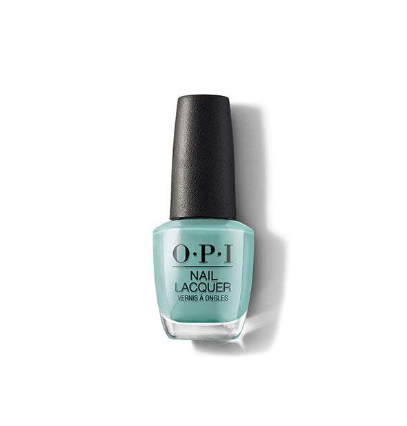Bottle of OPI Nail Lacquer in a sea foam green shade
