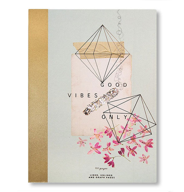 Good Vibes Only notebook with floral details and geometric accents