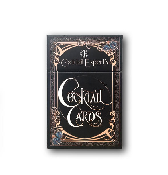 Pack of Cocktail Expert's Cocktail Cards with decorative design flourishes