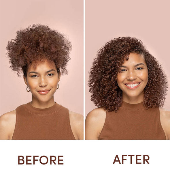 Before and after styling with Mizani Coco Dew