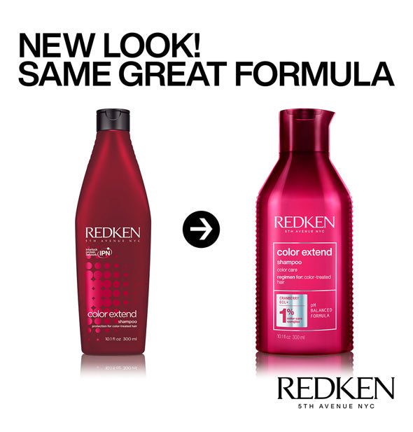 New look, same great formula packaging redesign of Redken Color Extend Shampoo