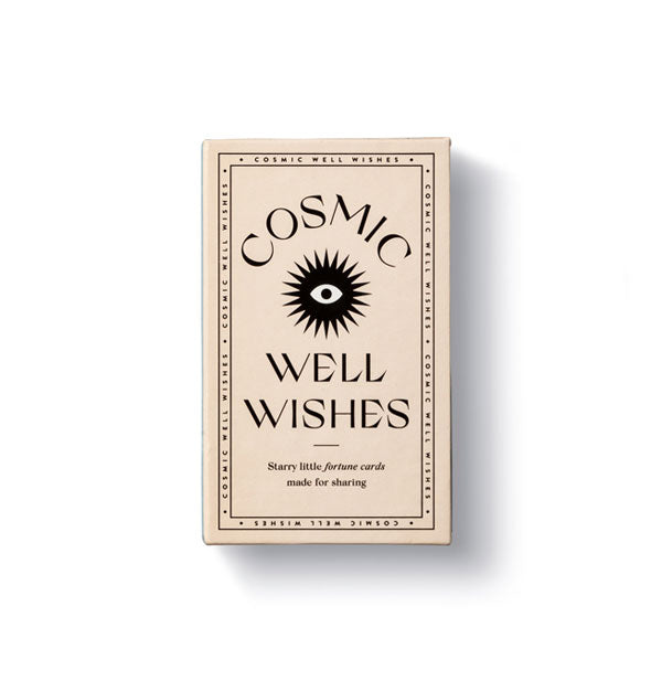 Box of Cosmic Well Wishes: Starry Little Fortune Cards Made for Sharing features black lettering and graphics