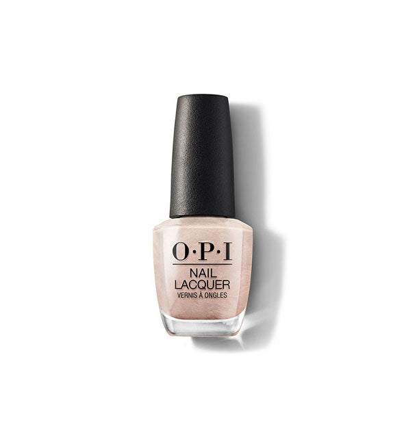 Bottle of shimmery champagne-colored OPI Nail Lacquer
