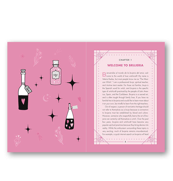Chapter 1 page spread from Cosmopolitan's Love Potions: "Welcome to Brujeria"
