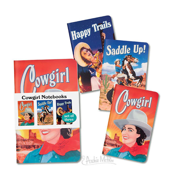 Assortment of three Cowgirl Notebooks with retro imagery