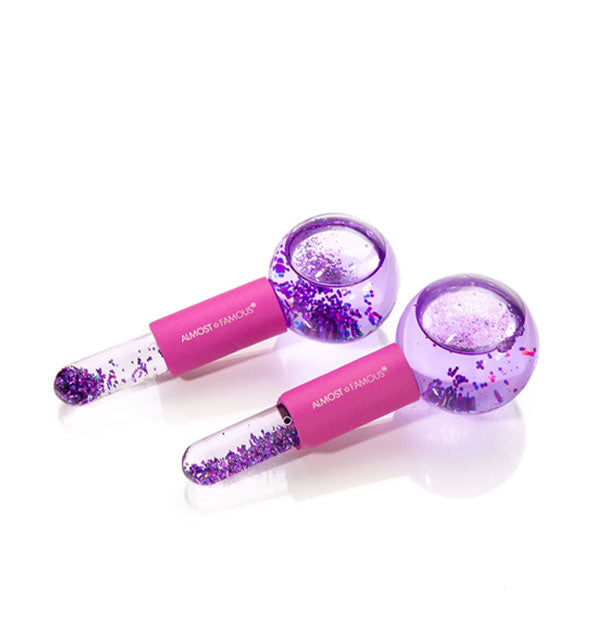 Two pink and purple glitter Cryo Massage Globes